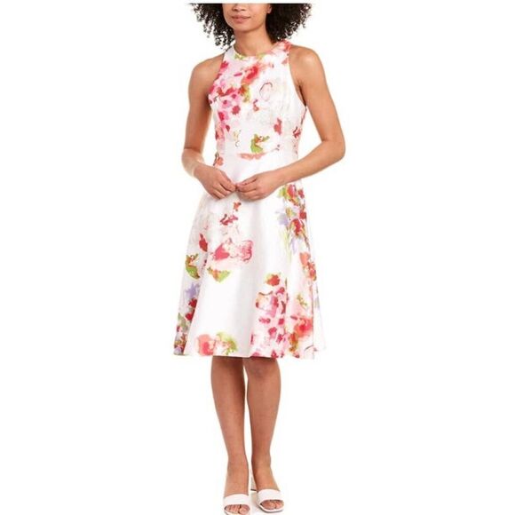 Natori Watercolor Bouquet Midi Dress NWT Size 14 - Picture 1 of 2